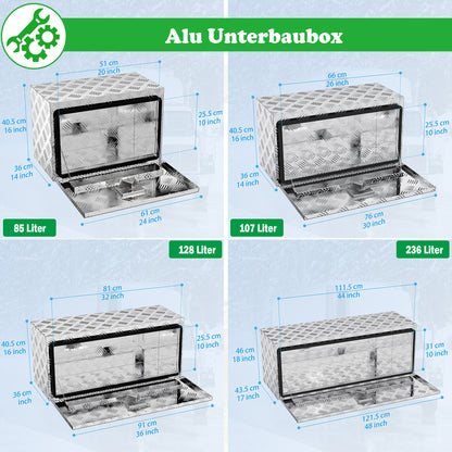 Gereedschapskist – Gereedschapskoffer – Toolbox – Opbergkist – Aluminium Opbergbox – 110L Inhoud – Met Pinionslot en Sleutels