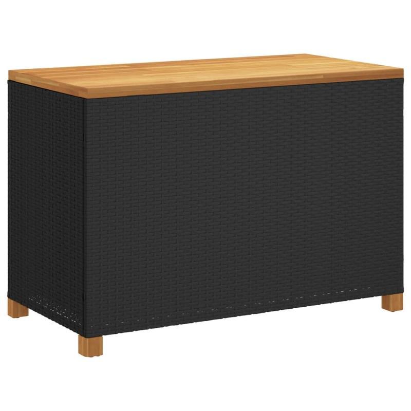 Tuinkist – Opbergkist – Tuinbox – Buitenopberger – Balkonbox – Zwart – 110x55x63 cm – Duurzaam Poly Rattan & Acaciahout