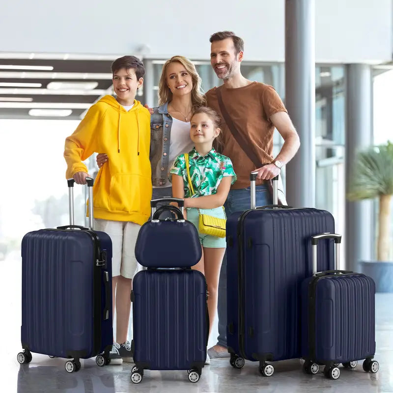 Kofferset – Reiskoffers – Bagageset – Trolleykoffers – Harde Koffers – 5-delig – ABS Hardcase – 12” tot 28” – TSA-slot – 360° Zwenkwielen – Roze Goud