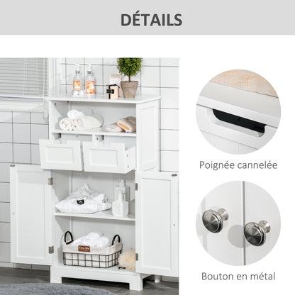 Badkamerkast – Badmeubel – Wastafelonderkast – Kolomkast – Opbergkast – Compact – MDF Wit Met Verstelbare Plank