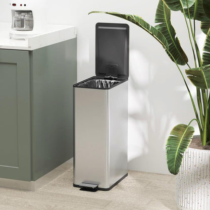 Prullenbak – Afvalemmer – Pedaalemmer – Vuilnisbak – Afvalbak – Roestvrij Staal – 20L Dubbel Vak – Handsfree Voetpedaal – Vierkant Design – Duurzaam & Hygiënisch – 21,5x37,2x57 cm