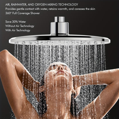 Douchesysteem – Regendouche – Douchekolom – Thermostaatkraan – Handdouche – Wandmontage – Thermostaat met 38°C Veiligheidsslot – Verstelbare Hoogte met Shampoo- & Zeephouder – Chroom Design