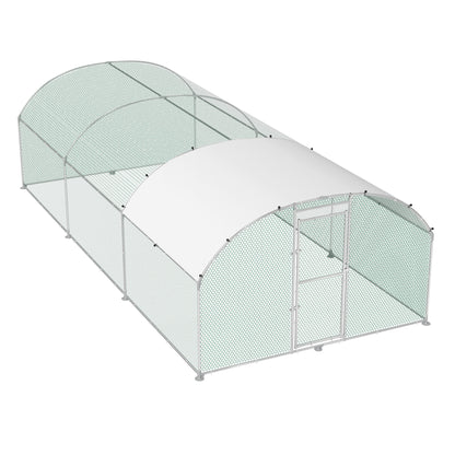Galvanized Steel Chicken House with Arched Shade Roof & Door - Hexagonal Wire Mesh Free Range Coop for Chickens & Small Animals, Durable PE Canopy Outdoor Poultry Pen (Multiple Sizes: 3x2m, 3x4m, 3x6m, 3x8m), Chicken Coop Acc
