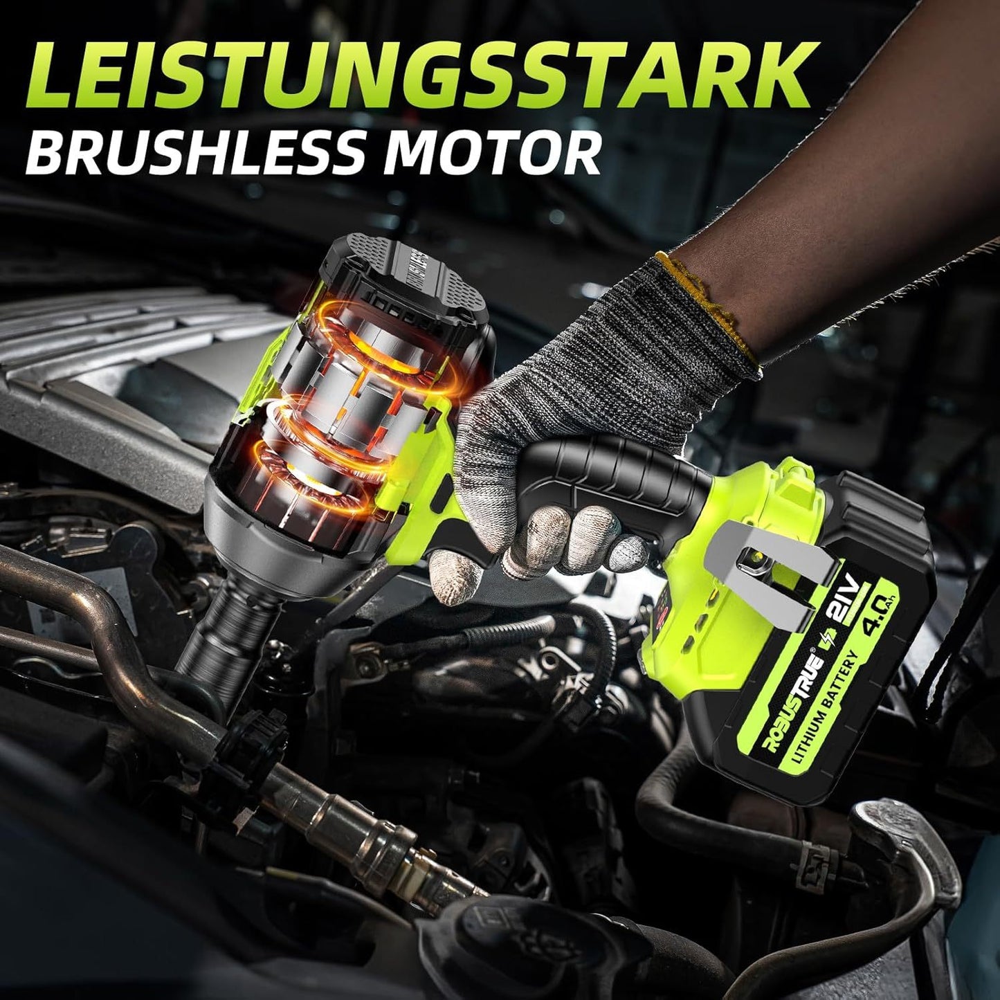 Slagmoersleutel – Slagschroevendraaier – Impact Wrench – Elektrische Moersleutel – 1100 N.m Variant – 21V Brushless Motor – 2×4.0Ah Snel Oplaadbare Batterijen