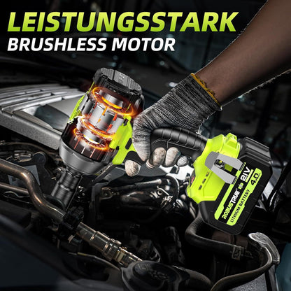 Slagmoersleutel – Slagschroevendraaier – Impact Wrench – Elektrische Moersleutel – 1100 N.m Variant – 21V Brushless Motor – 2×4.0Ah Snel Oplaadbare Batterijen