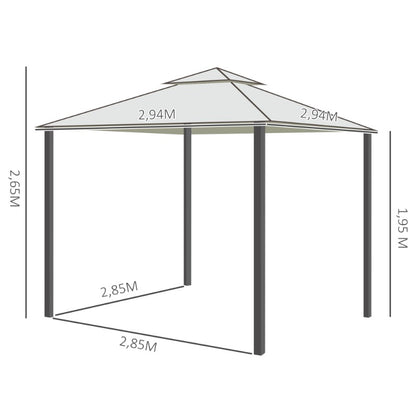 Partytent – Tuinpaviljoen – Paviljoen – Overkapping – Feesttent – 3x3 m – Crèmewit – Waterdicht – Duurzaam Metalen Frame