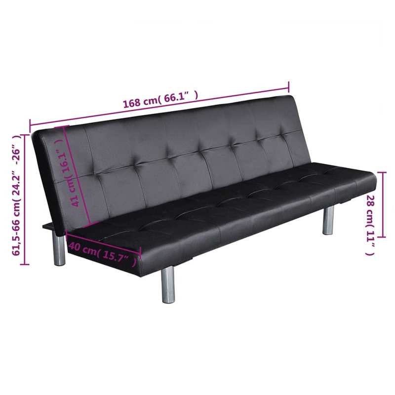 Slaapbank – Bedbank – Bedbankje – Slaapsofa – Bedbankje Zwart – Verstelbare Rugleuning – Robuust Houten Frame Met Kunstleer
