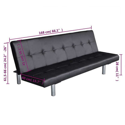 Slaapbank – Bedbank – Bedbankje – Slaapsofa – Bedbankje Zwart – Verstelbare Rugleuning – Robuust Houten Frame Met Kunstleer
