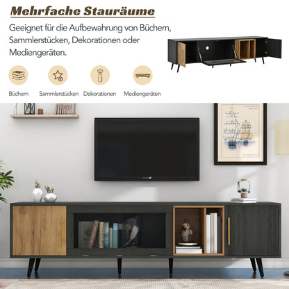 TV-Meubel – TV-Kast – Lowboard – Mediameubel – Tv-Stand – 3 Deuren Met Glazen Klapdeur – Geschikt Voor Tv’s Tot 90 Inch