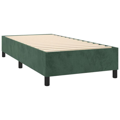Boxspring – Bed – Slaapbank – Tweepersoonsbed – Eenpersoonsbed – Donkergroen Fluwelen Bekleding – Stevig Hardhouten Frame – 100x200 cm