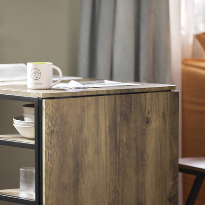 Vouwtafel – Klaptafel – Eettafel – Tuintafel – Houten Tafel – Uitschuifbaar – Met 3 Opbergrekken – Industrieel Design – 180x77x60 cm