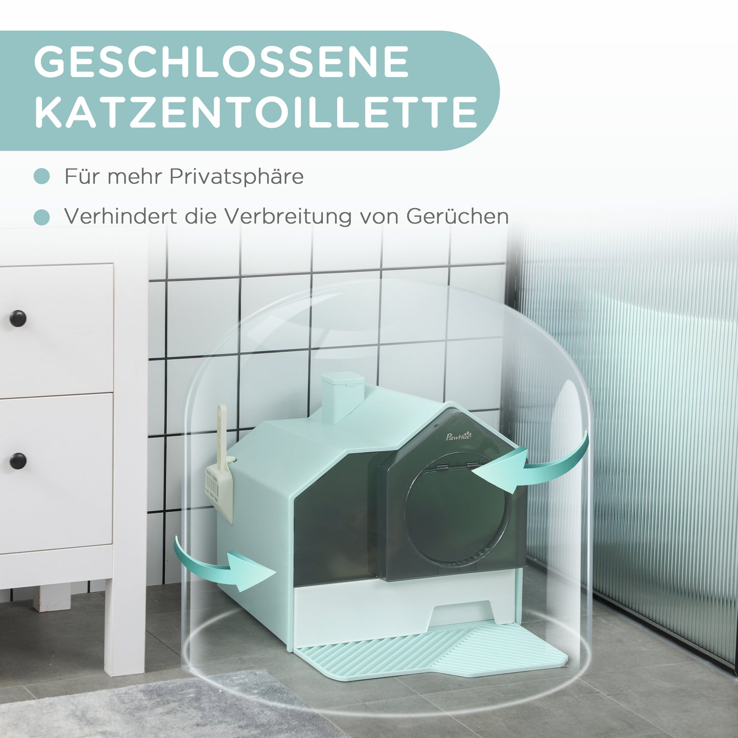 Kattenbak – Kattenbakje – Kattentoilet – Kattentoiletje – Kattenbak Met Huisje – Uitneembare Bodem – Ingebouwde Zeeflaag