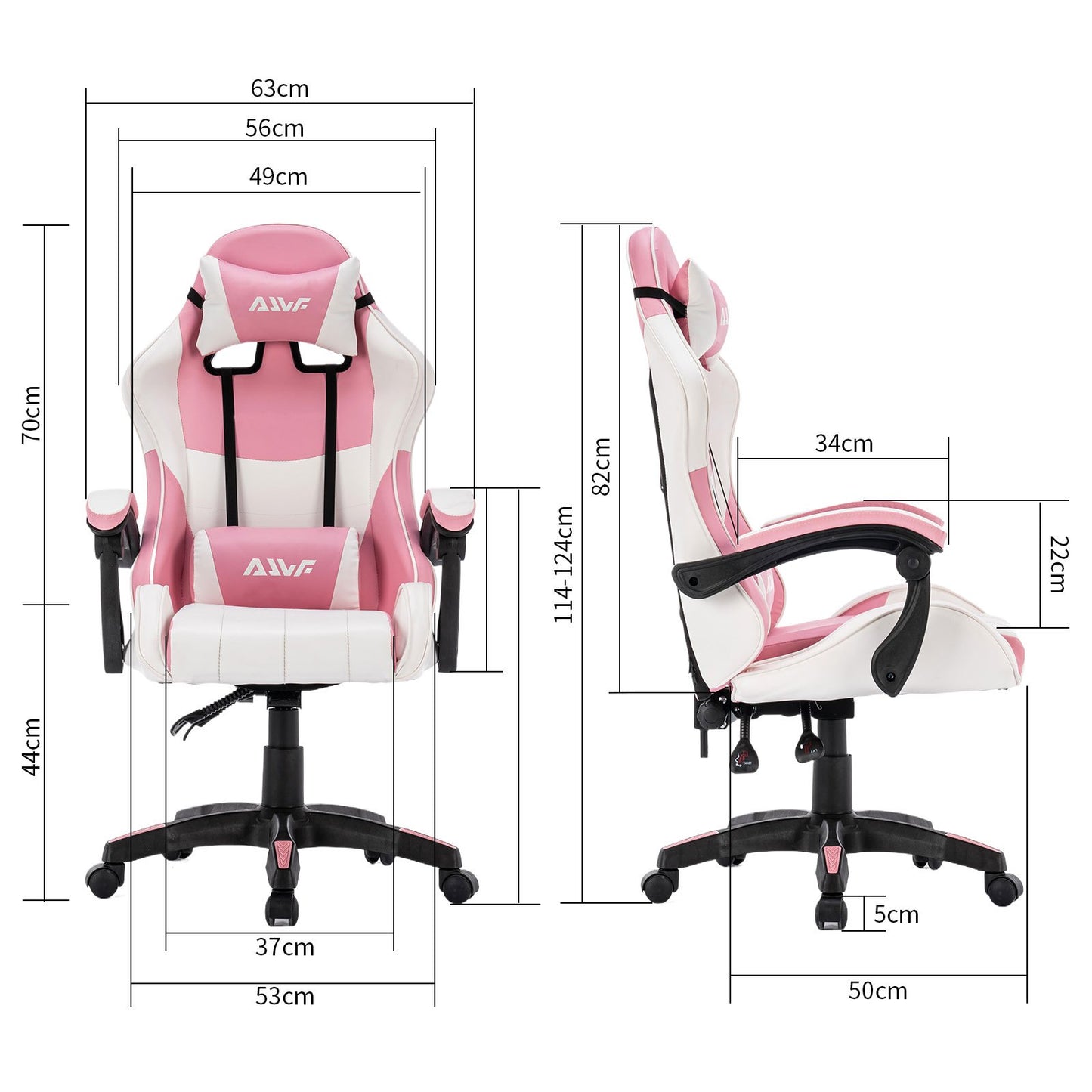 Gamestoel – Gaming Stoel – Game Stoel – Gaming Chair – Bureaustoel – Ergonomisch Design – Verstelbare Rugleuning & Zitting – Roze