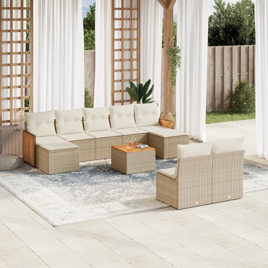 Loungeset – Loungesets – Tuinset – Loungeset Tuin – Buitenmeubelset – Beige Crème Kleur – Weerbestendig PE Rattan – Modulair Ontwerp Met Opbergruimte