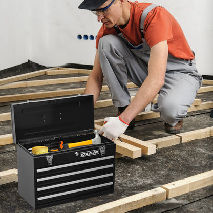 Gereedschapskist – Gereedschapswagen – Toolbox – Gereedschapskoffer – Opbergkist – Met 4 Laden & Metalen Sluiting – Duurzame Stalen Constructie – Ruime Opbergruimte