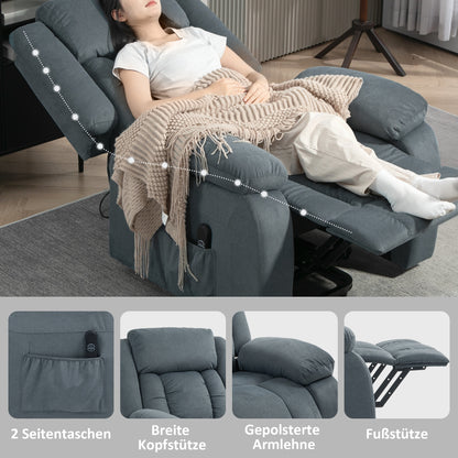 Relaxfauteuil – Relaxstoel – Relaxzetel – Loungefauteuil – Comfortfauteuil – Grijs – Zachte Bekleding – Verstelbare Rugleuning en Voetensteun met Afstandsbediening