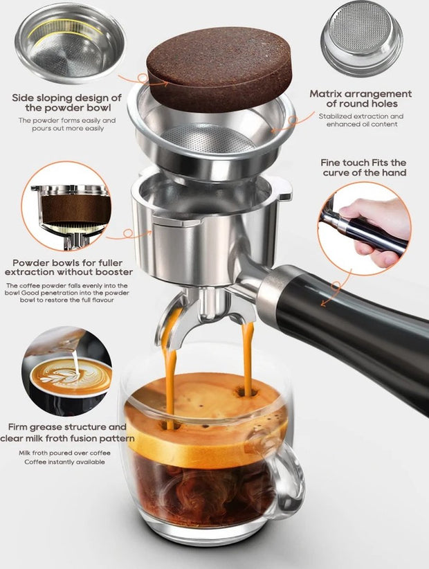 Espressomachine - Semi automatisch - Espresso machine - Mooi Italiaans design - Gebruiksvriendelijk