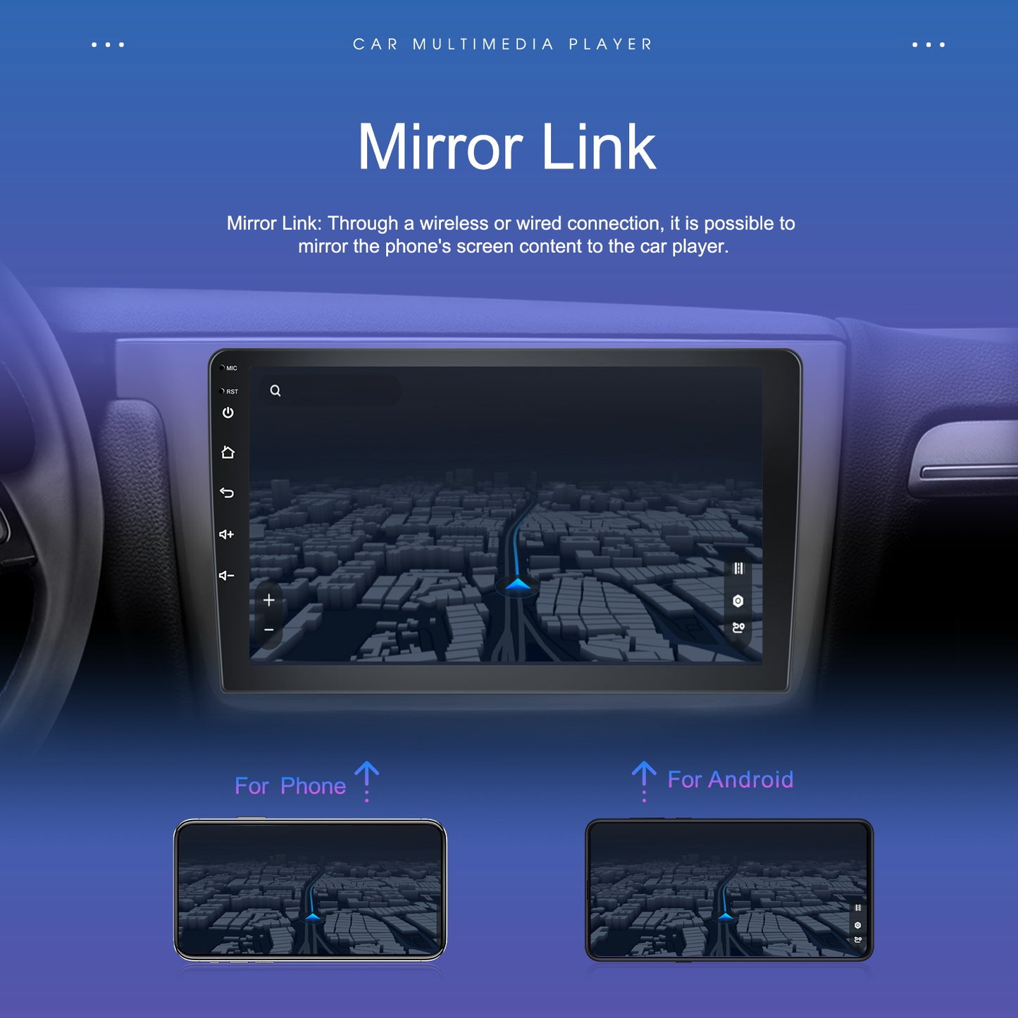 Autoradio Touchscreen – Double DIN Autoradio – Auto Multimedia Speler – Car Audio Systeem – GPS Navigatie – 9 Inch HD Scherm – Android Compatibel Met Mirror Link & WiFi