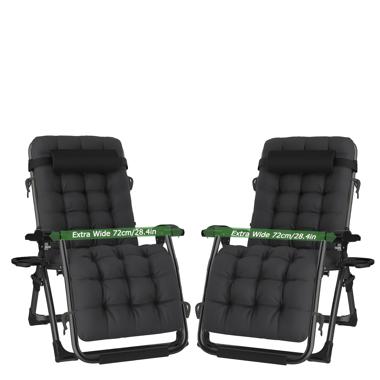 Loungestoel Set – Tuinstoel – Ligstoel – Klapstoel – Relaxstoel – Opvouwbaar – Memory Foam Kussen – Zero-Gravity Positie – Lichtgewicht Metaal Frame