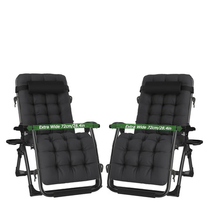 Loungestoel Set – Tuinstoel – Ligstoel – Klapstoel – Relaxstoel – Opvouwbaar – Memory Foam Kussen – Zero-Gravity Positie – Lichtgewicht Metaal Frame