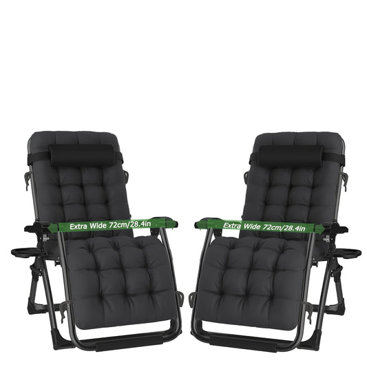 Loungestoel Set – Tuinstoel – Ligstoel – Klapstoel – Relaxstoel – Opvouwbaar – Memory Foam Kussen – Zero-Gravity Positie – Lichtgewicht Metaal Frame