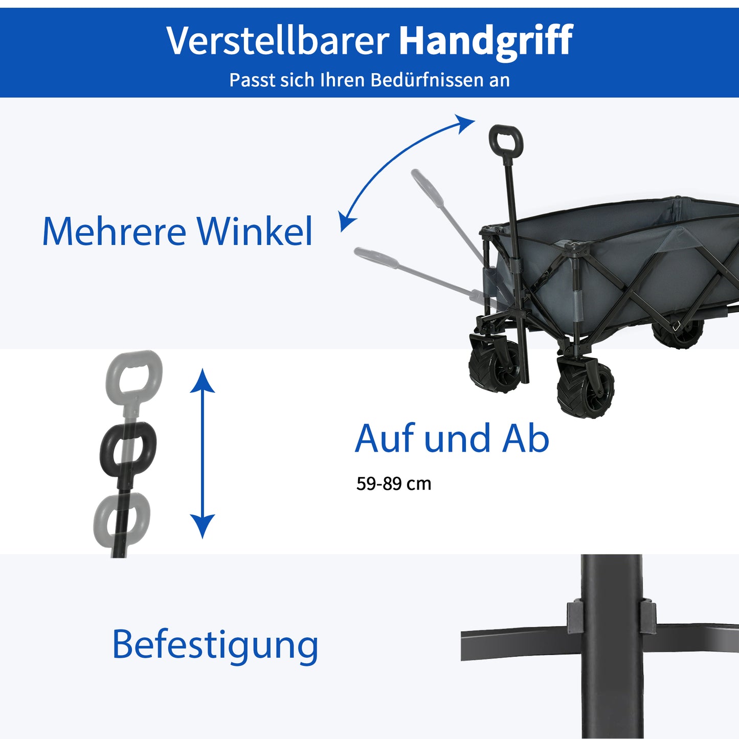 Transportkar – Vouwkar – Bolderkar – Trolley – Steekwagen – 360° Draaibare Wielen – Verstelbare Telescoopgreep – Draagvermogen 70 kg – Donkergrijs Metalen Frame