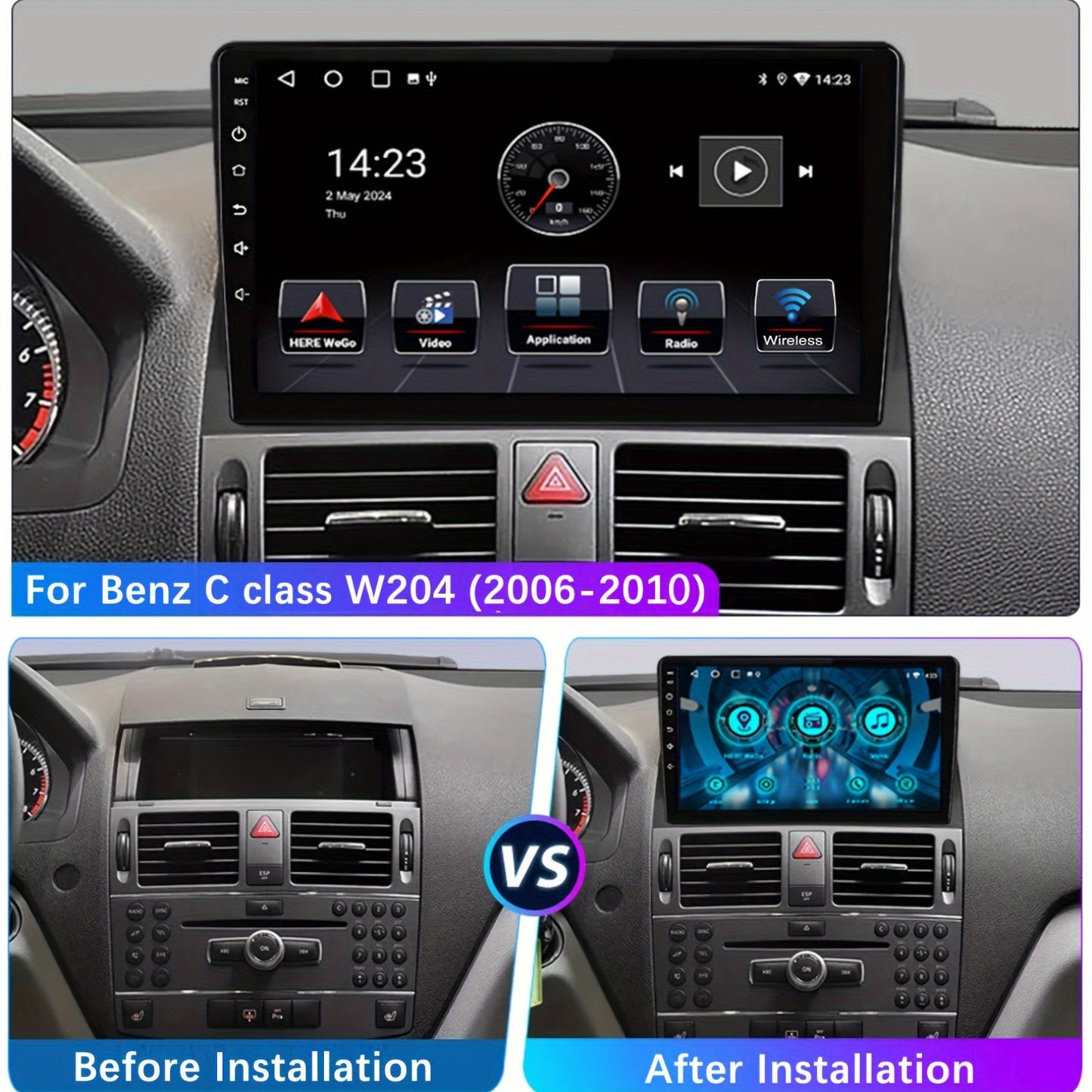 Android Auto Radio – Auto Stereo – Multimedia Speler – Double DIN Radio – 9 Inch Touchscreen – Met AHD Achteruitrijcamera & Microfoon – Android 14.0 Systeem – Draadloze CarPlay & Android Auto