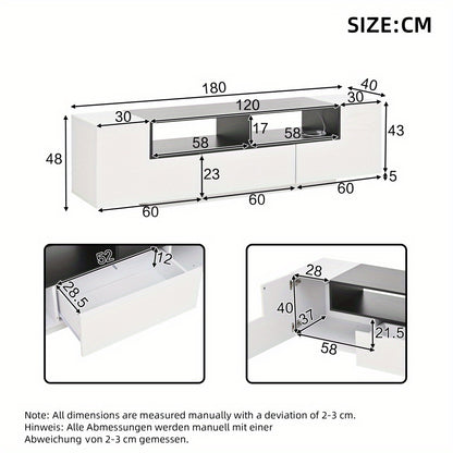 Tv Meubel – TV Kast – TV Dressoir – TV Stand – Entertainment Center – L-vormig Ontwerp – Geschikt voor 75 Inch – Hoogglans Wit Zwart – Vrijstaand Met Opberglades