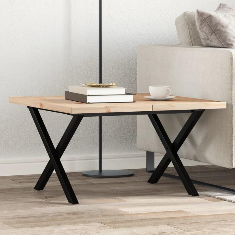 Modern X-Frame Coffee Table - Heavy-Duty Pine Wood & Steel Construction, Lightweight Living Room Center Table, Easy Assembly, Minimalist Industrial Design for Indoor/Outdoor Use - Space-Saving Furniture for Apartments, Houses