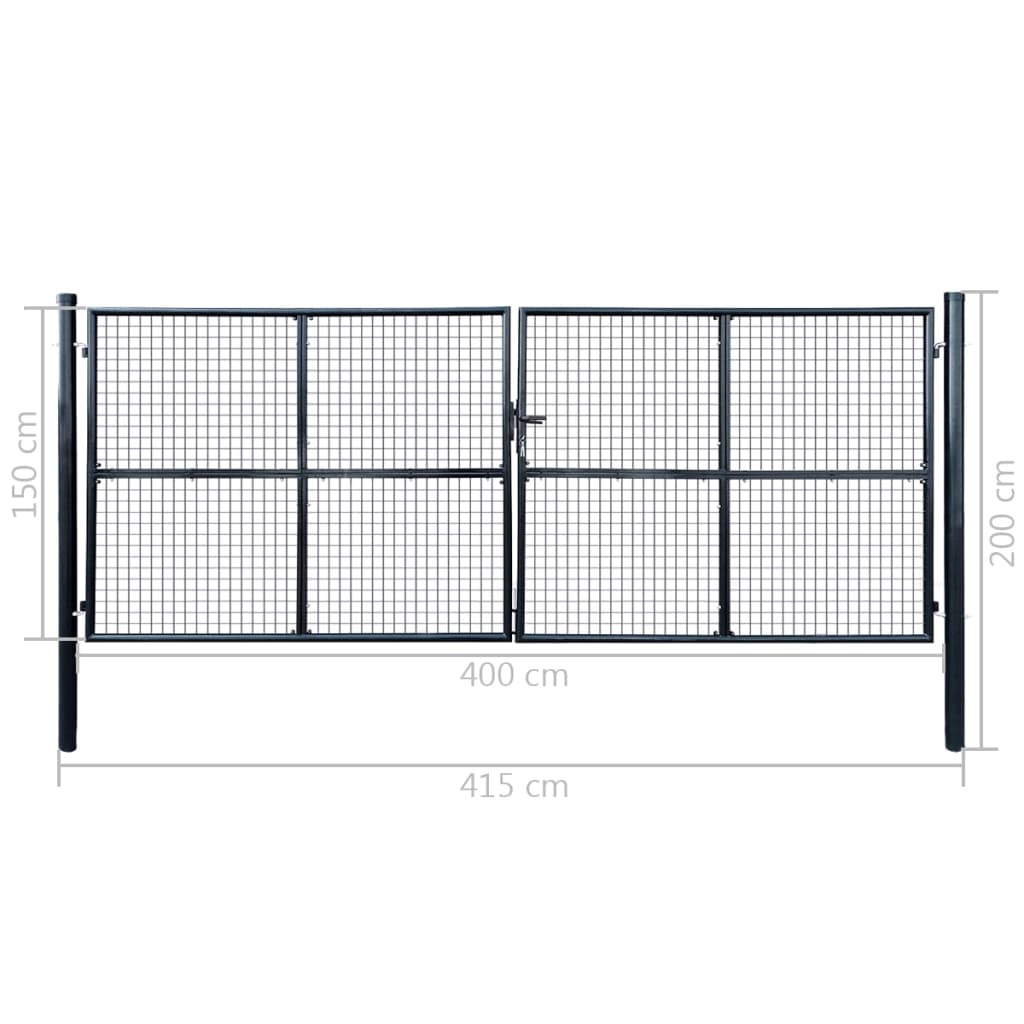 Tuinpoort – Tuindeur – Tuinhek – Hekpoort – Hekdeur – Gegalvaniseerd Staal – 400x150 cm – Weerbestendig En Veilig