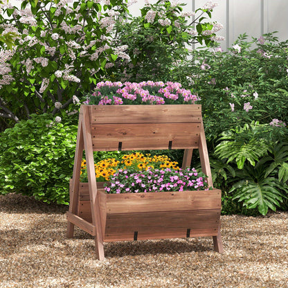 Plantenrek – Plantenstandaard – Plantentafel – Bloemenrek – Plantenetagère – Verticale Verhoogde Tuinbak – Vurenhout Met 3 Niveaus – Met Drainagegaten