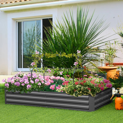 Metalen Bloembak Tuinbak Plantbak Plantenbak Kruidenbak – Antraciet Grijs – Grote Capaciteit 180x90x29,5 cm – Roestbestendig Met Klimrek