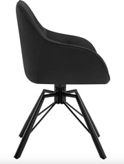 Eetkamerstoel - Set van 2 stoelen - Fluweel eetkamer stoel - Eettafel stoel - Fauteuil - Draaibaar - Velvet - Metalen poot - Zwart