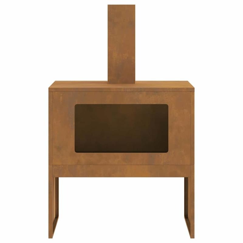 Outdoor Stove – Terrashaard – Vuurschaal – Tuinhaard – Patio Verwarming – Bruin Metaal – 60x40x96 cm – Geschikt Voor Hout & Gaslogs