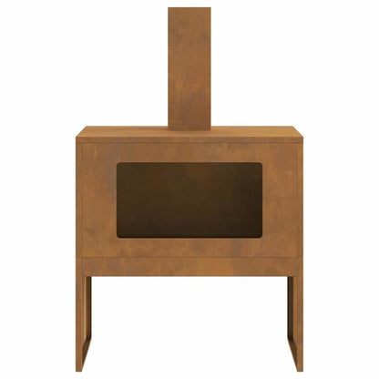 Outdoor Stove – Terrashaard – Vuurschaal – Tuinhaard – Patio Verwarming – Bruin Metaal – 60x40x96 cm – Geschikt Voor Hout & Gaslogs