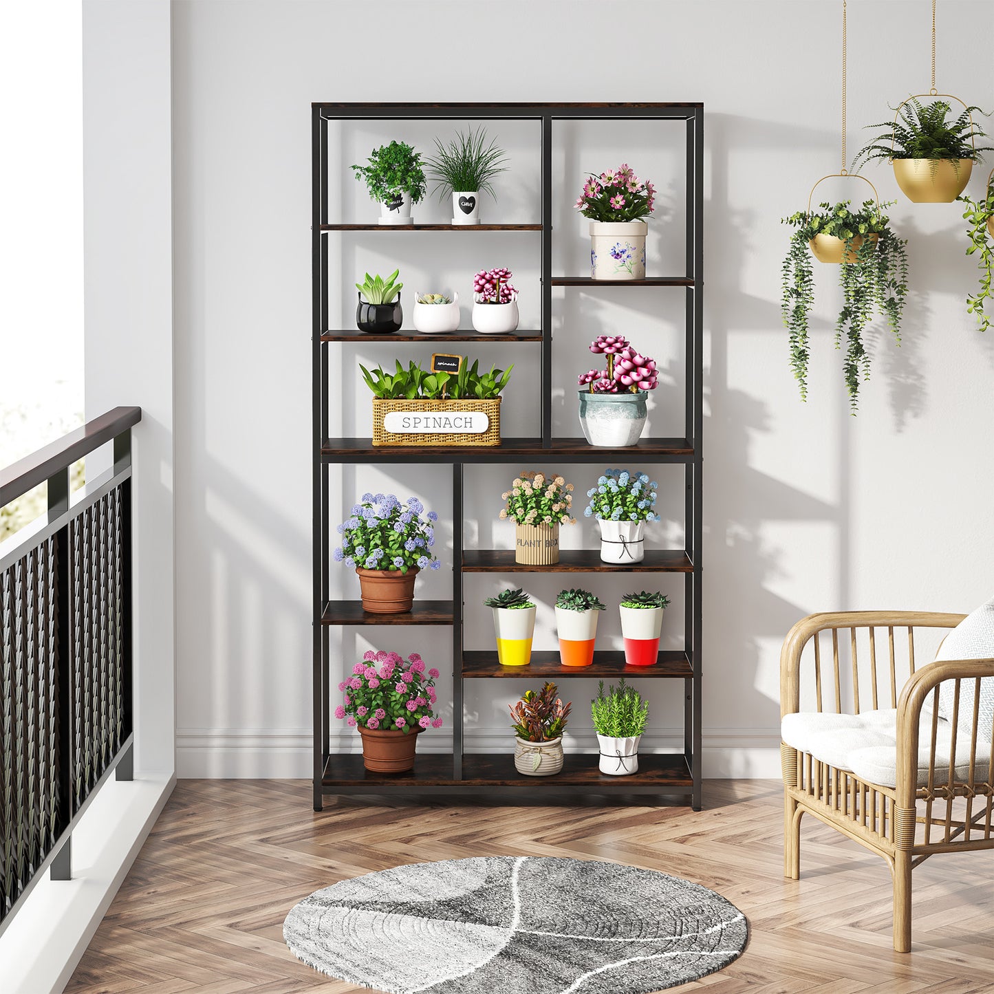 Ronde Eettafel – Rond Tafel – Eetkamertafel – Keukentafel – Kleine Tafel – Wit Met Rustiek Bruin – 120 cm Diameter – MDF Met Massief Houten Poten