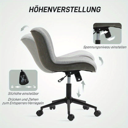 Bureaustoel – Draaistoel – Office Chair – Bureaustoelen – Werkstoel – Verstelbare Zithoogte – Vijfpotig Onderstel Met Antislip Voeten – Gewatteerde Zitting – Armlos Ontwerp – Ergonomisch – Modern Minimalistisch – Donkergrijs