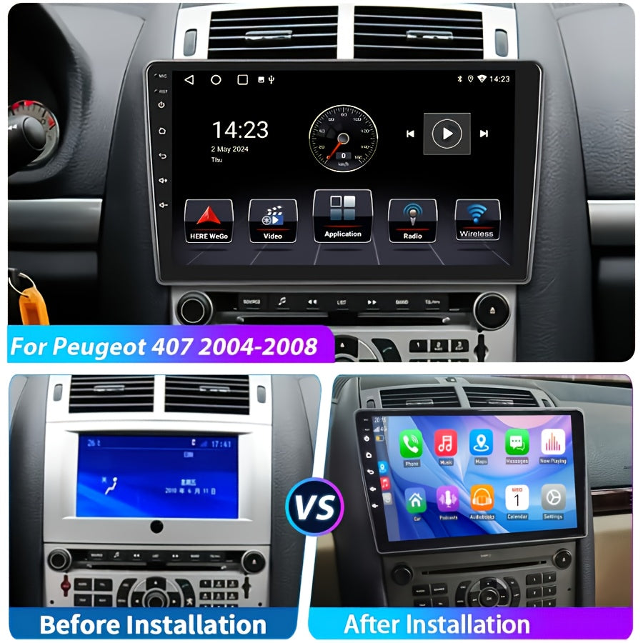 9 inch Autostereo – Autoradio – Multimedia Systeem – Navigatiesysteem – Touchscreen 2-DIN voor Peugeot 407 (2004-2008) – Android 15 Interface – Draadloos Android Auto & Split-Screen Functie