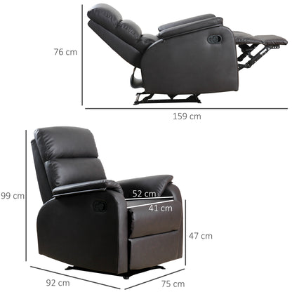 Relaxfauteuil – Relaxstoel – Loungefauteuil – TV Fauteuil – Verstelbare Fauteuil – Kunstleer – Verstelbare Rugleuning en Voetensteun – Stalen Frame – Bruin