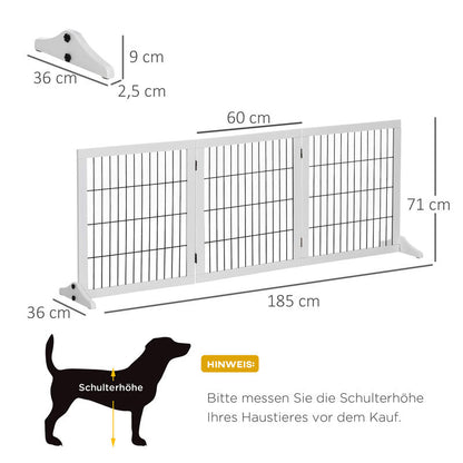 Dog barrier, safety gate, dog gate with support feet, stair gate, dog barrier, door gate for fireplace &amp; stove, pinewood white 185 x 36 x 71cm, Pet Safety Gate, Classic Design, Handcrafted Gate, Highquality Materials, Adj