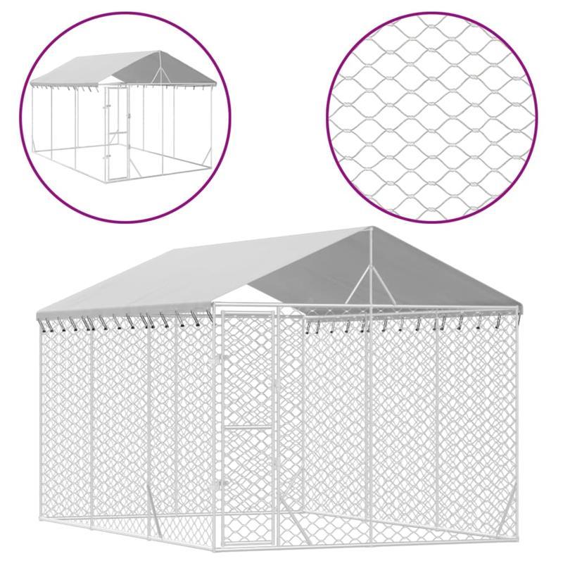 Hondenrennet – Hondenren – Hondenomheining – Hondenafscheiding – Hondenkennel – Verzinkt Staal Silvery – Weerbestendig & Eenvoudige Montage – 3x4,5x2,5 Meter Veilig Buitenruimte