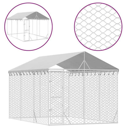 Hondenrennet – Hondenren – Hondenomheining – Hondenafscheiding – Hondenkennel – Verzinkt Staal Silvery – Weerbestendig & Eenvoudige Montage – 3x4,5x2,5 Meter Veilig Buitenruimte