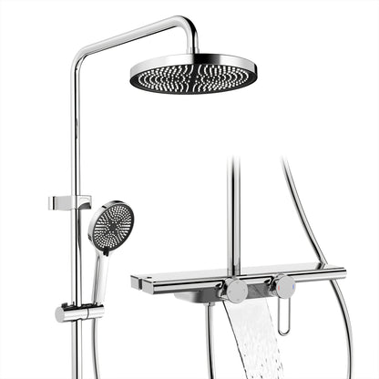 Doucheset – Douchegarnituur – Regendouche – Douchekop – Handdouche – Watervaluitlaat – 400mm Opbergbak – Chrome Afwerking