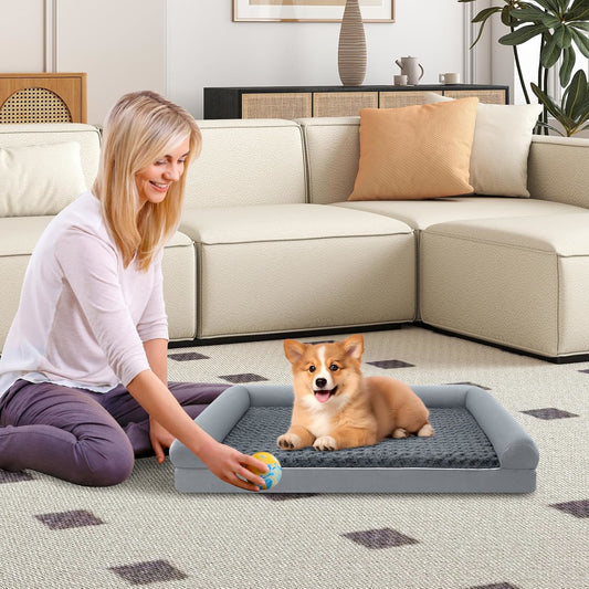 Orthopedisch Hondenbed – Hondenmat – Huisdierenbed – Grote Hondenmand – Comfortabel Ligbed – Stevig Orthopedisch Eiervormig Schuim – Afneembare Wasbare Hoes – Ruim Formaat Voor Grote Honden