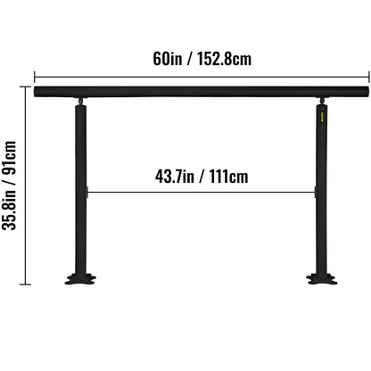 Trapleuning – Handgreep – Leuning – Balustrade – Standleuning – Verstelbare Hoek – Duurzaam Aluminium – 152,8 cm Zwart