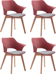 Eetkamerstoel Set van 4 - Meerdere Kleuren - Stoelen - Houten Poten - Moderne Eetkamerstoelen - Scandinavisch Design - Rood