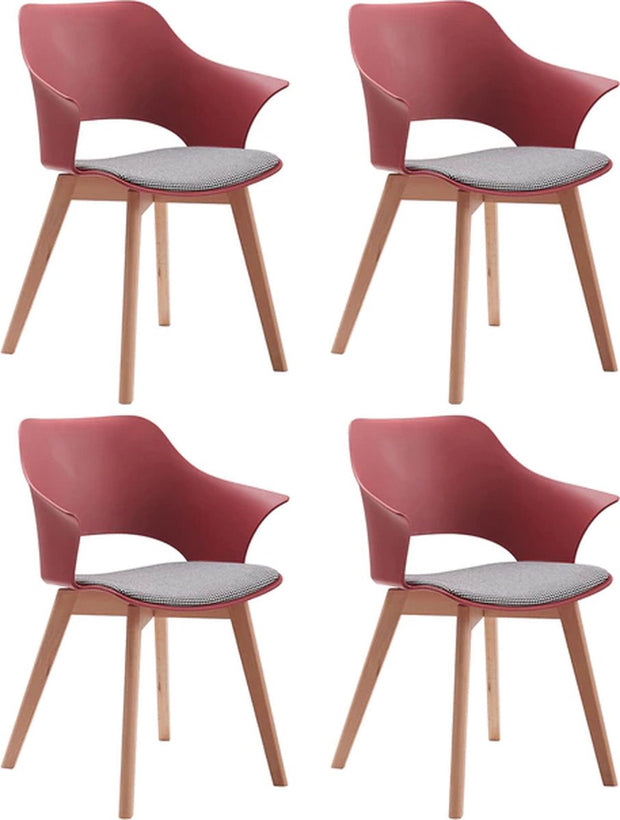Eetkamerstoel Set van 4 - Meerdere Kleuren - Stoelen - Houten Poten - Moderne Eetkamerstoelen - Scandinavisch Design - Rood