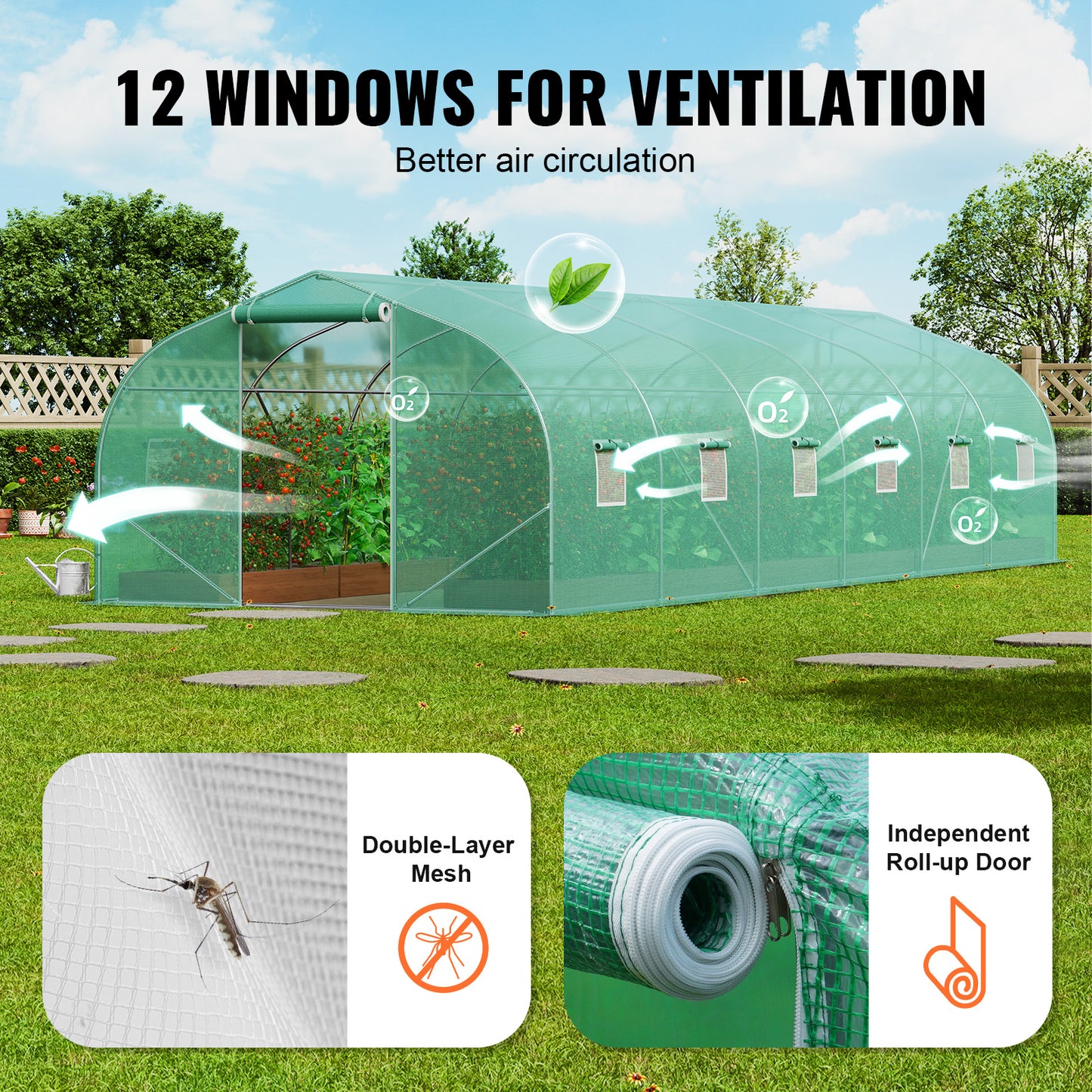 Kweektunnel – Groeikas – Tuintunnel – Plantentunnel – Tunnelkas – Verzinkt Stalen Frame – PE Folie 9 x 3 x 2 Meter – Walk-in Design