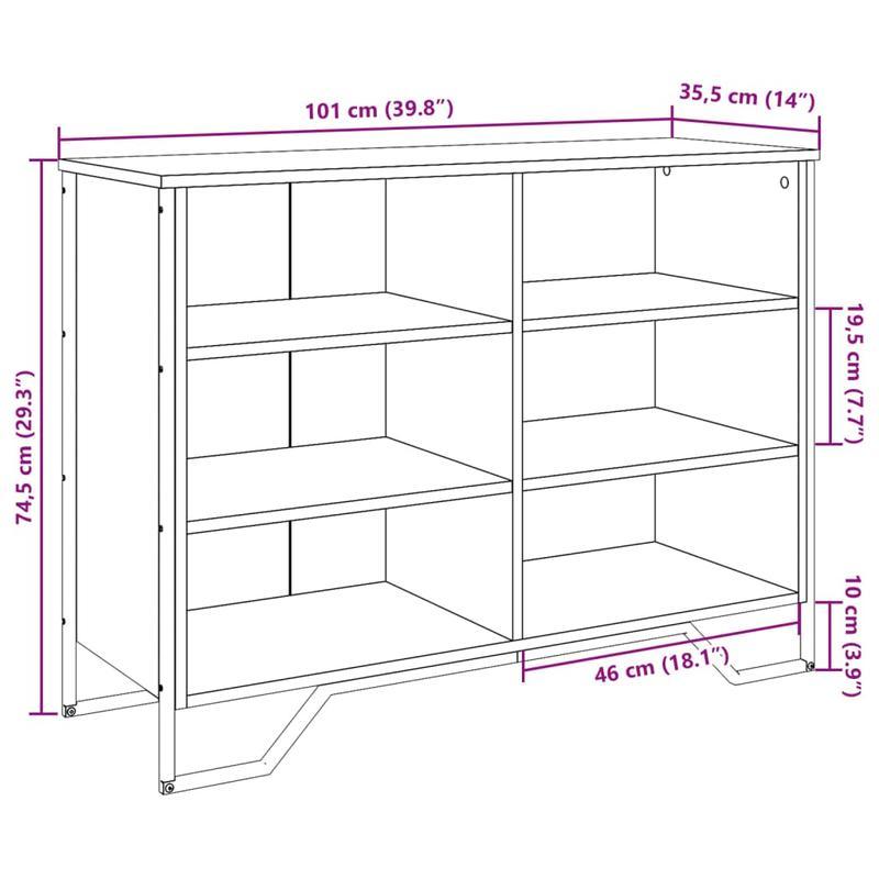 Sideboard 101x35.5x74.5cm Processed Wood Black Practical and removable