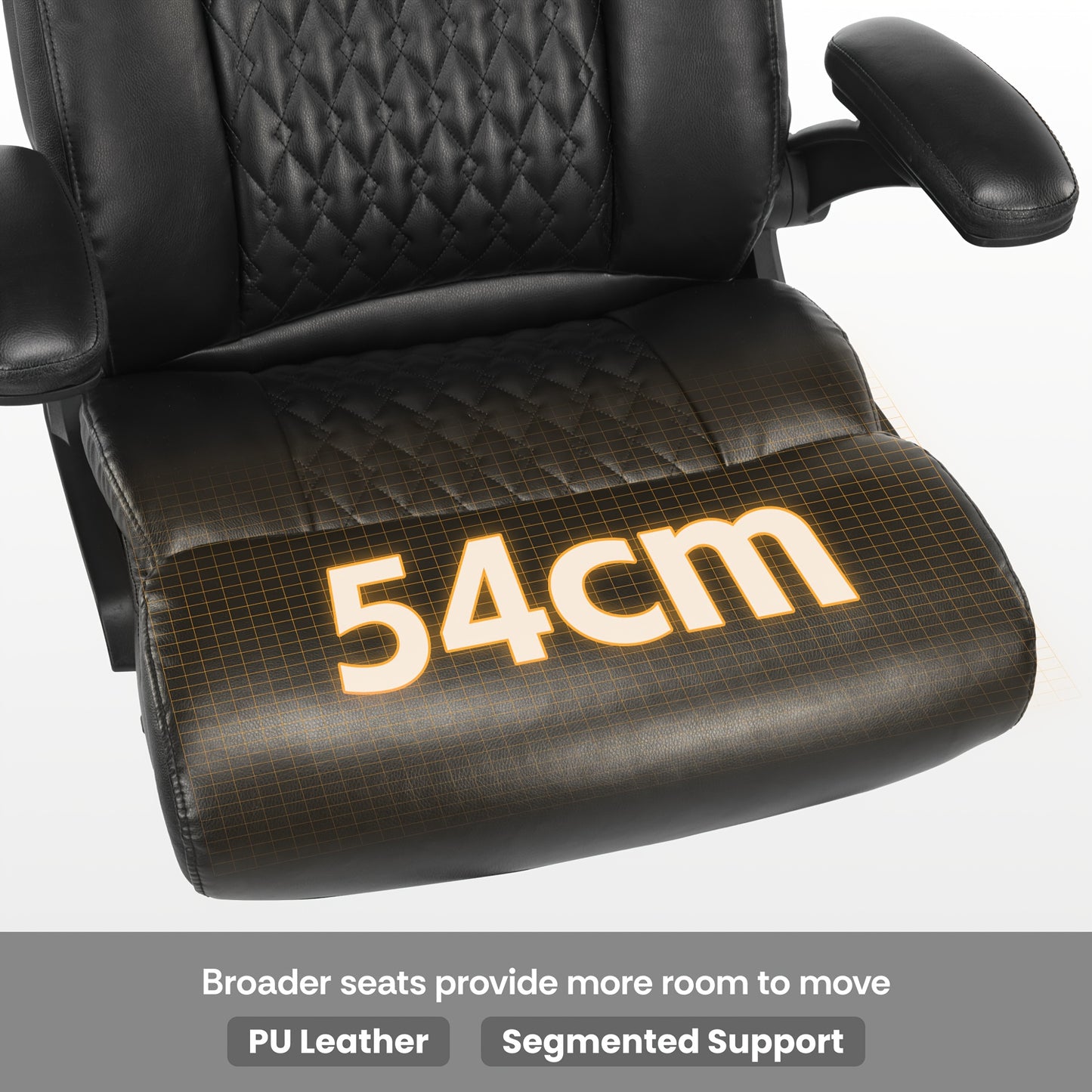 Bureaustoel – Kantoorstoel – Directiestoel – Office Chair – Bureau Stoel – Ergonomisch Design – Breed Zitvlak 54 cm – PU Lederen Bekleding – Verstelbare Rugleuning – Opklapbare Armleuningen – Max 150 kg